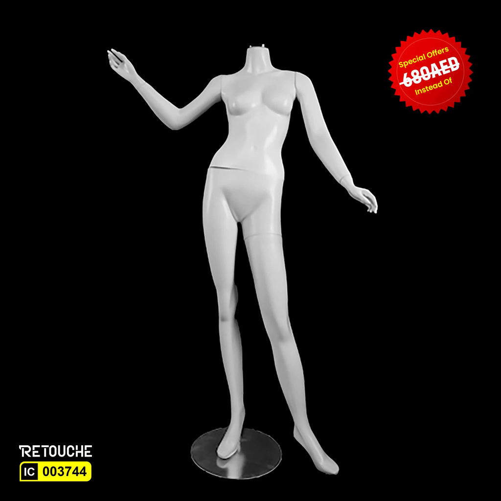 Female Mannequin, Full Body, Plastic, Headless, White Color - Retouche Hub General Trading LLC®