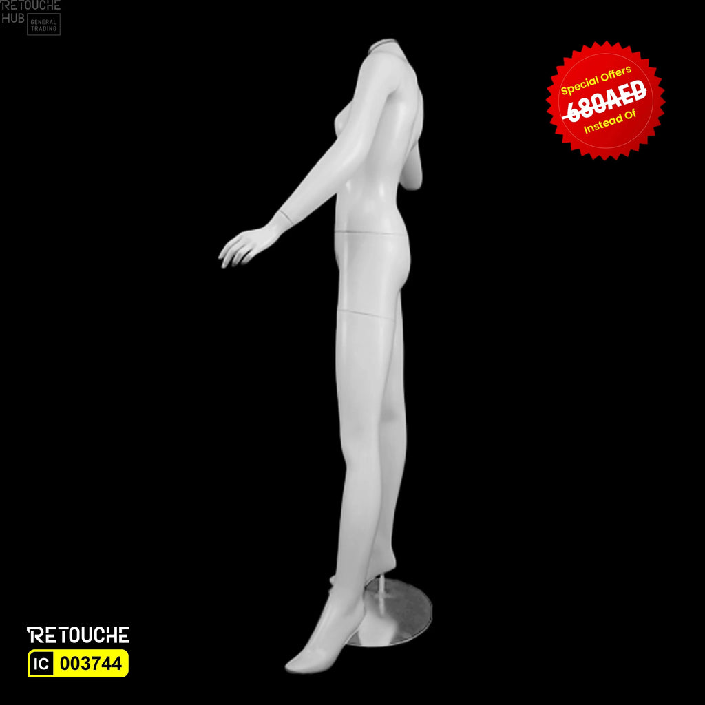 Female Mannequin, Full Body, Plastic, Headless, White Color - Retouche Hub General Trading LLC®
