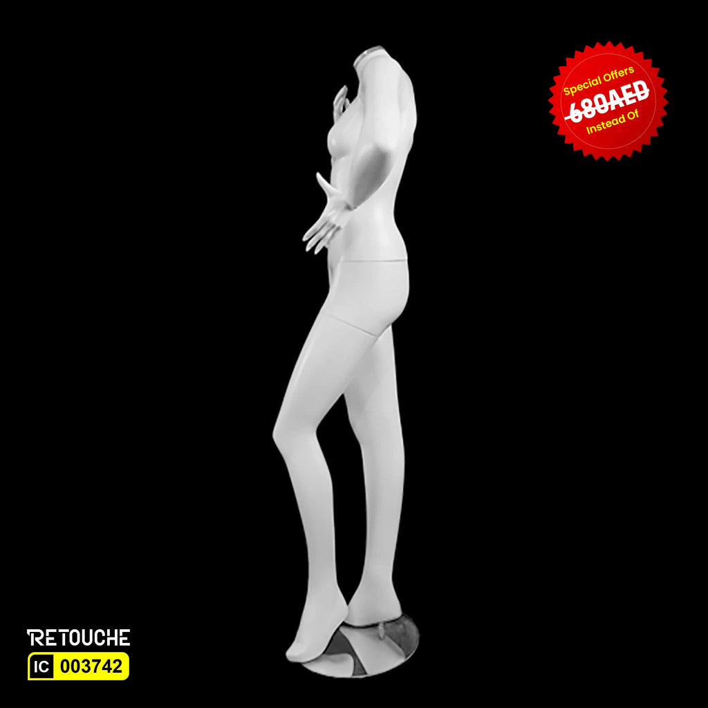 Female Mannequin, Full Body, Plastic, Headless, White Color - Retouche Hub General Trading LLC®