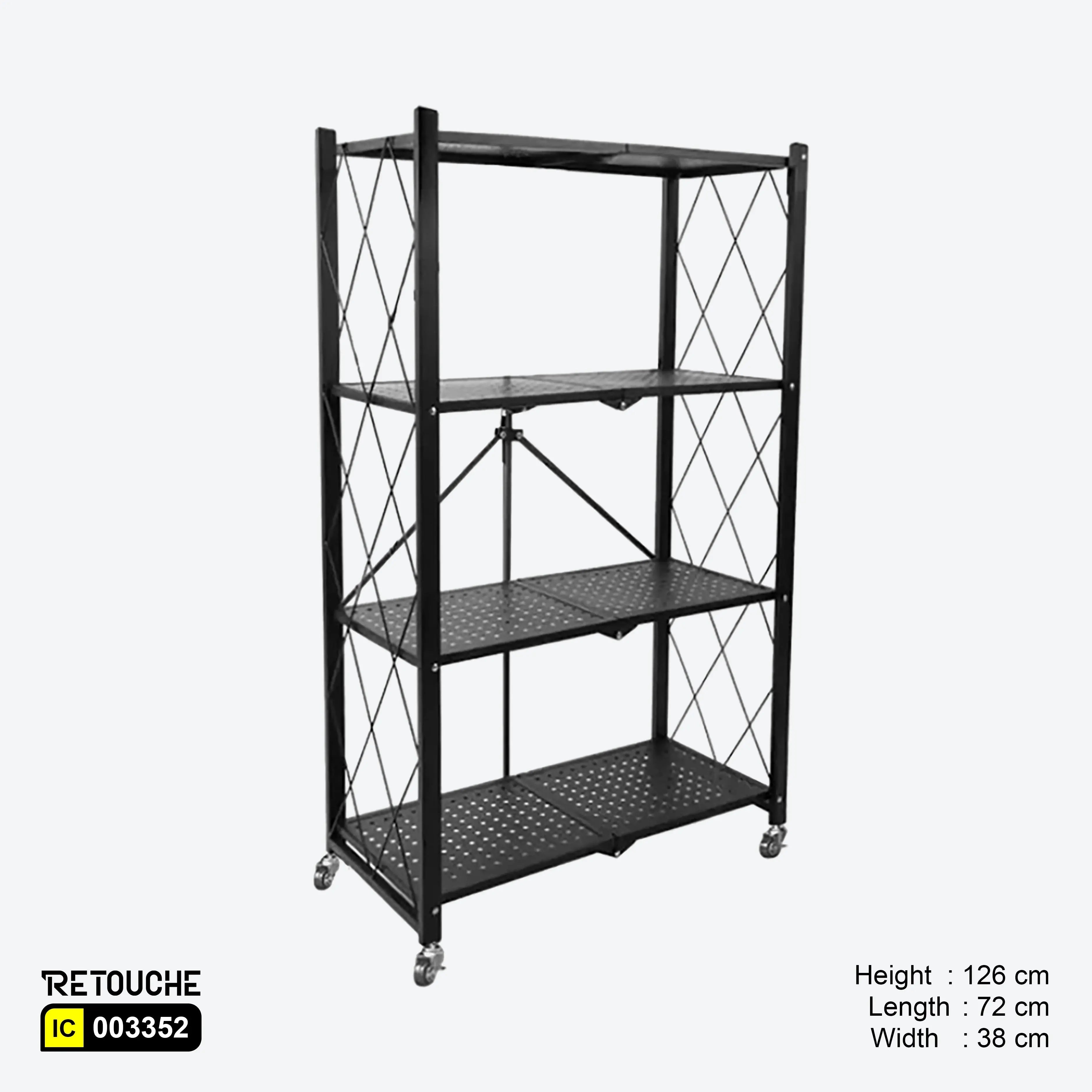 Foldable Metal Shelving Unit, 4 Tier, with Wheels Shelving Systems