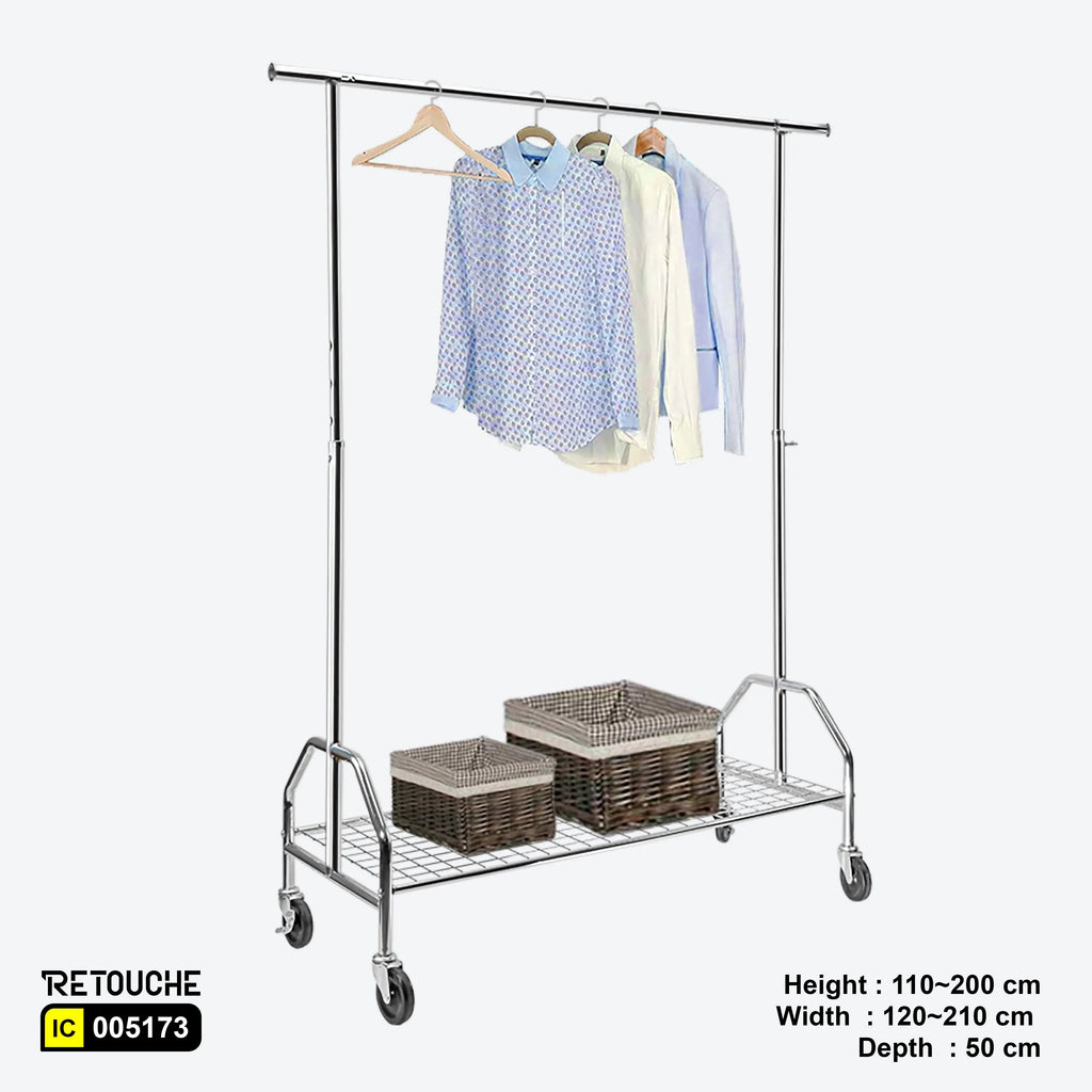Garment Clothes Rack Stand, Adjustable, Full Chrom, Wheels & Bottom ...