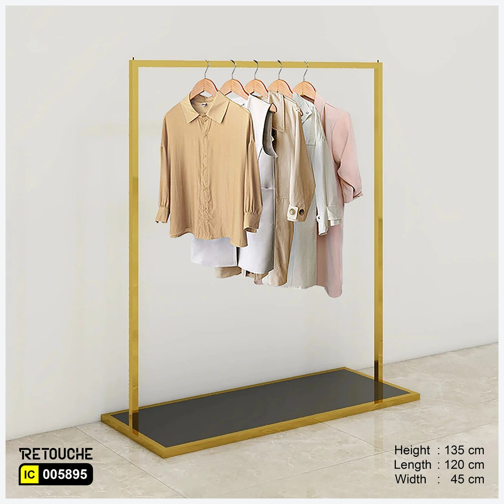 Garment Clothes Rack Stand, Metal, Gold Stainless Steel, Black MDF Base Clothes Stands