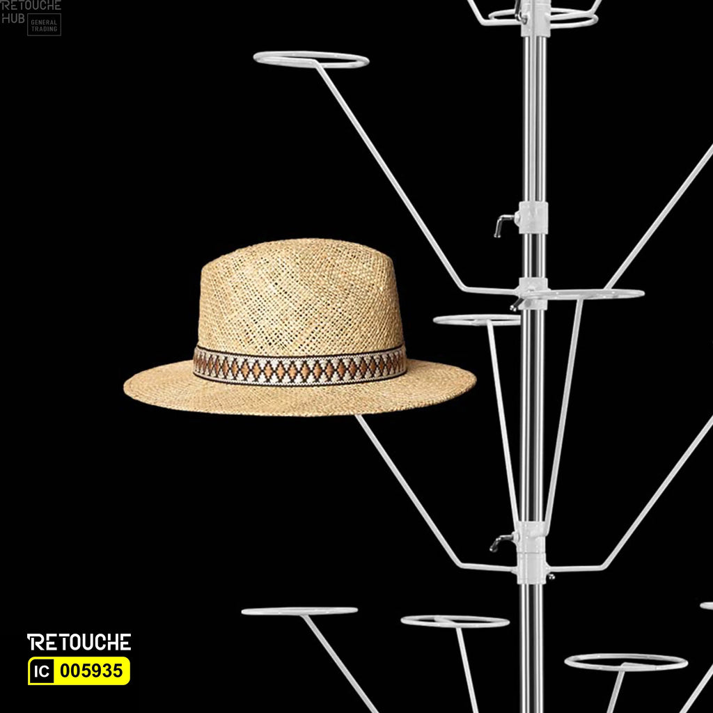 Hat Display Stand, Floor Standing, 20 Holders, Adjustable, Chrome + White Displays & Showcases