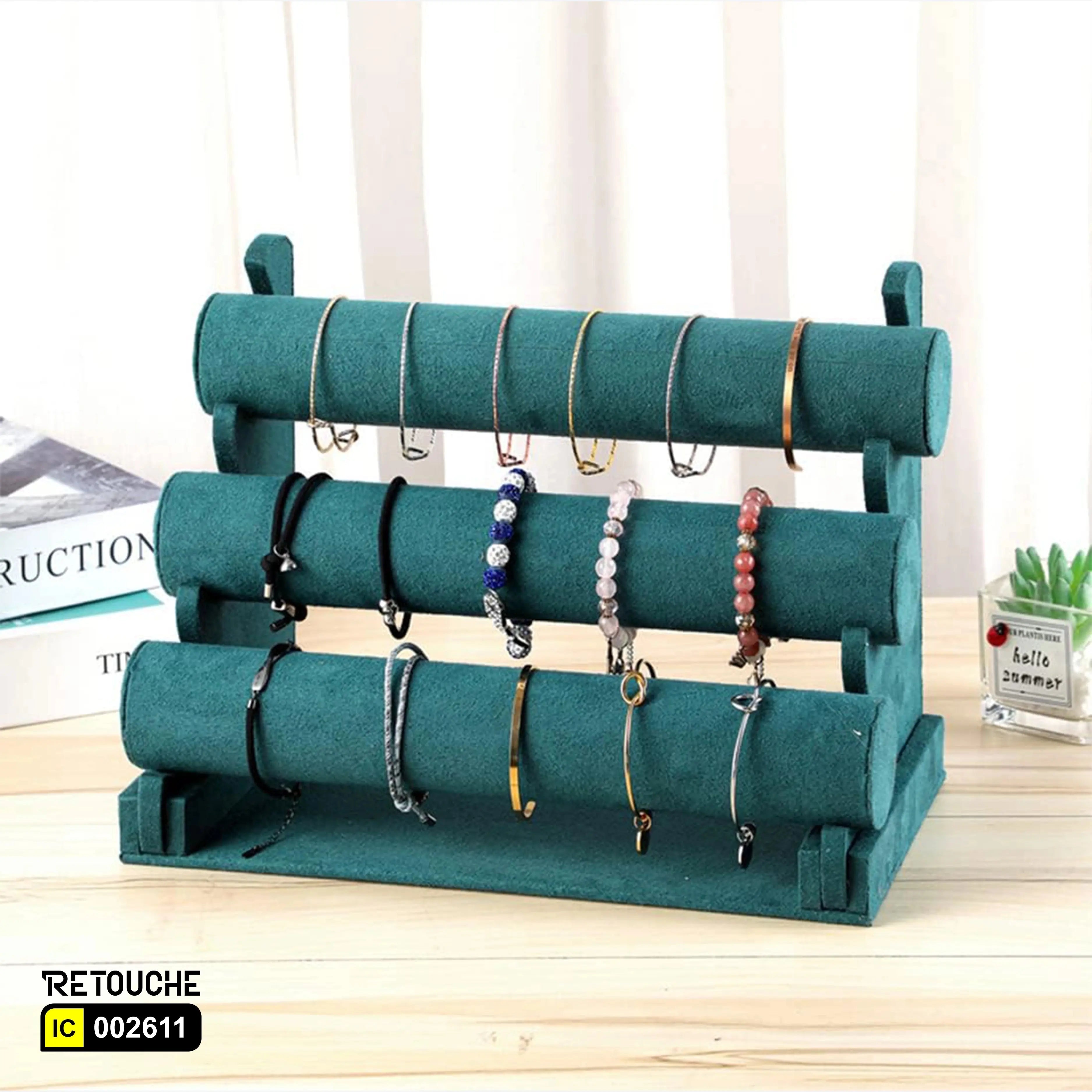 Jewelry Display Stand, 3-Tier, Green Velvet Displays & Showcases