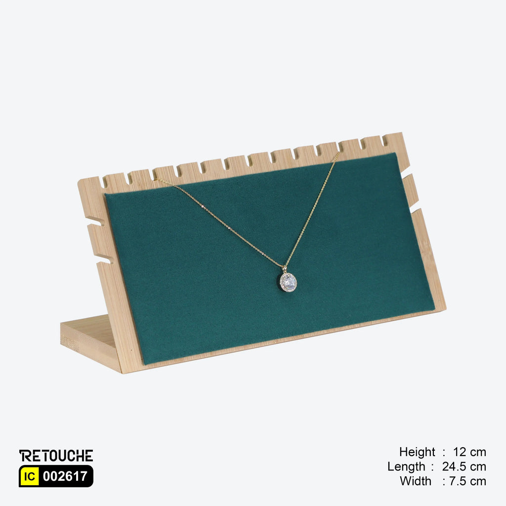 Jewelry Display Stand, Green Velvet with Wood Displays & Showcases