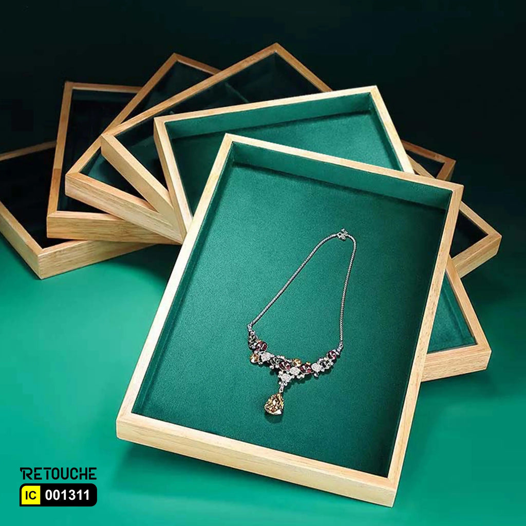 Jewelry Display Storage Tray , Green Velvet Displays & Showcases