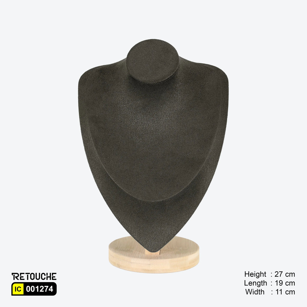 Jewelry Mannequin Bust Display for Necklace , Velvet Dark Grey Displays & Showcases