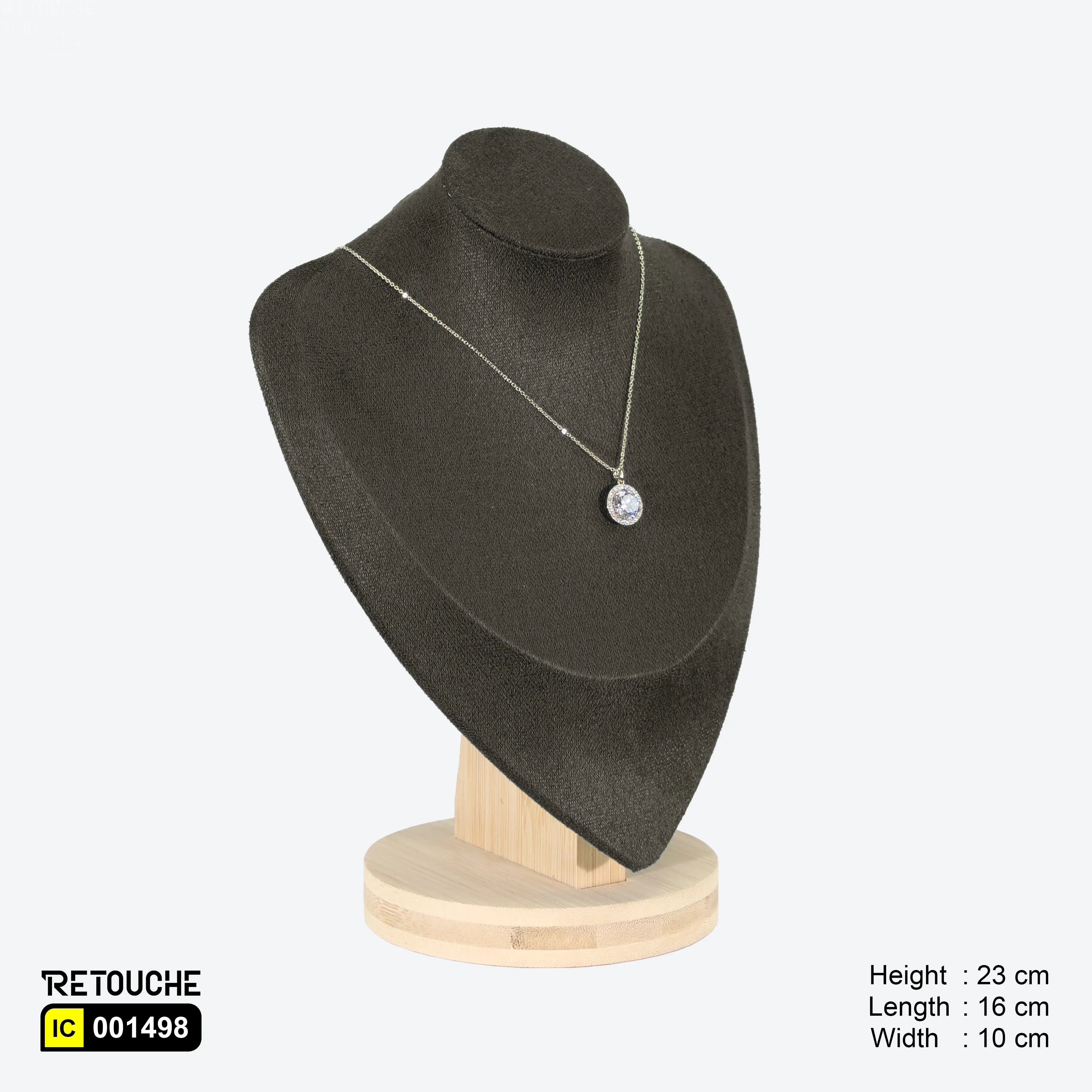 Jewelry Mannequin Bust Display for Necklace , Velvet Dark Grey Displays & Showcases