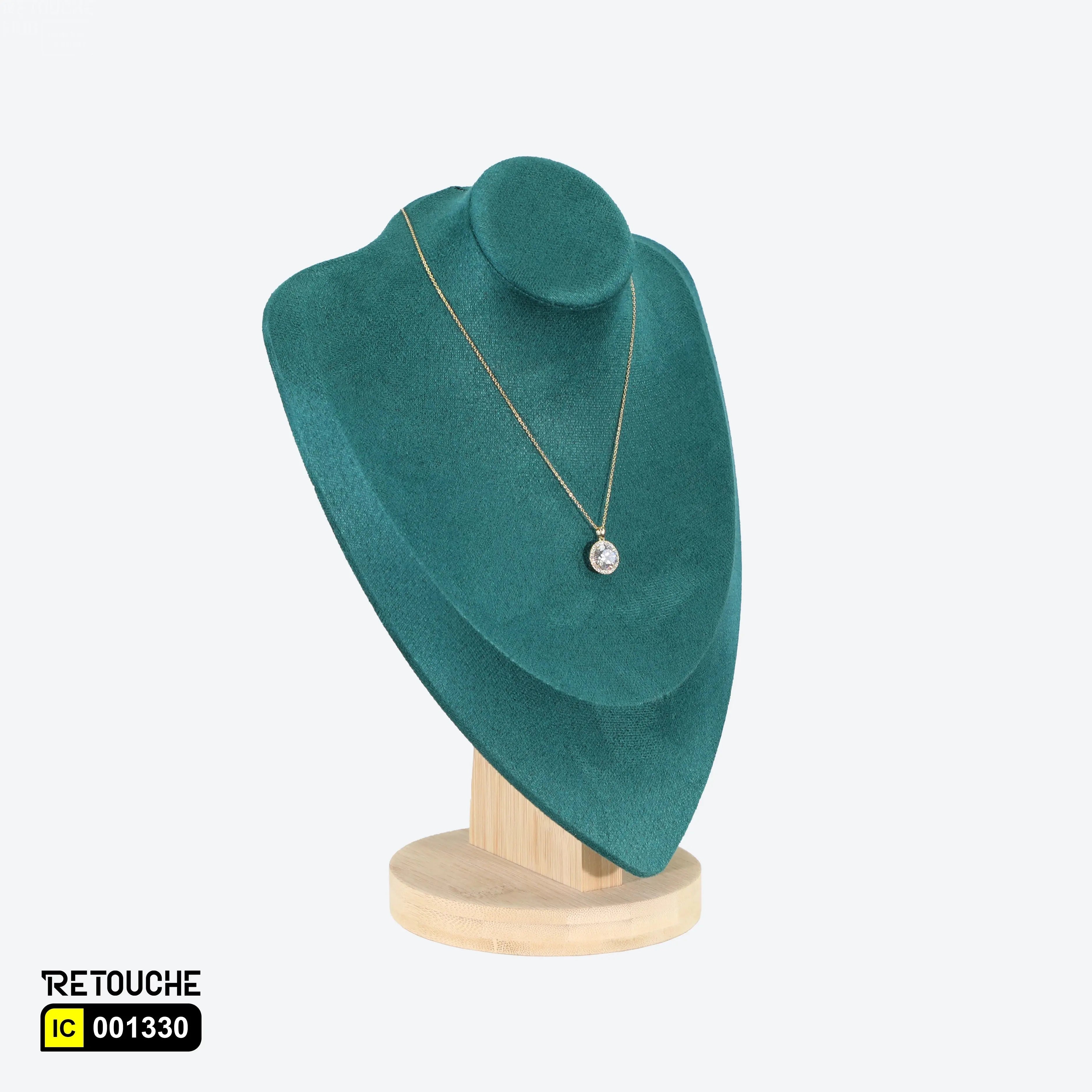 Jewelry Mannequin Bust Display for Necklace , Velvet Green Displays & Showcases