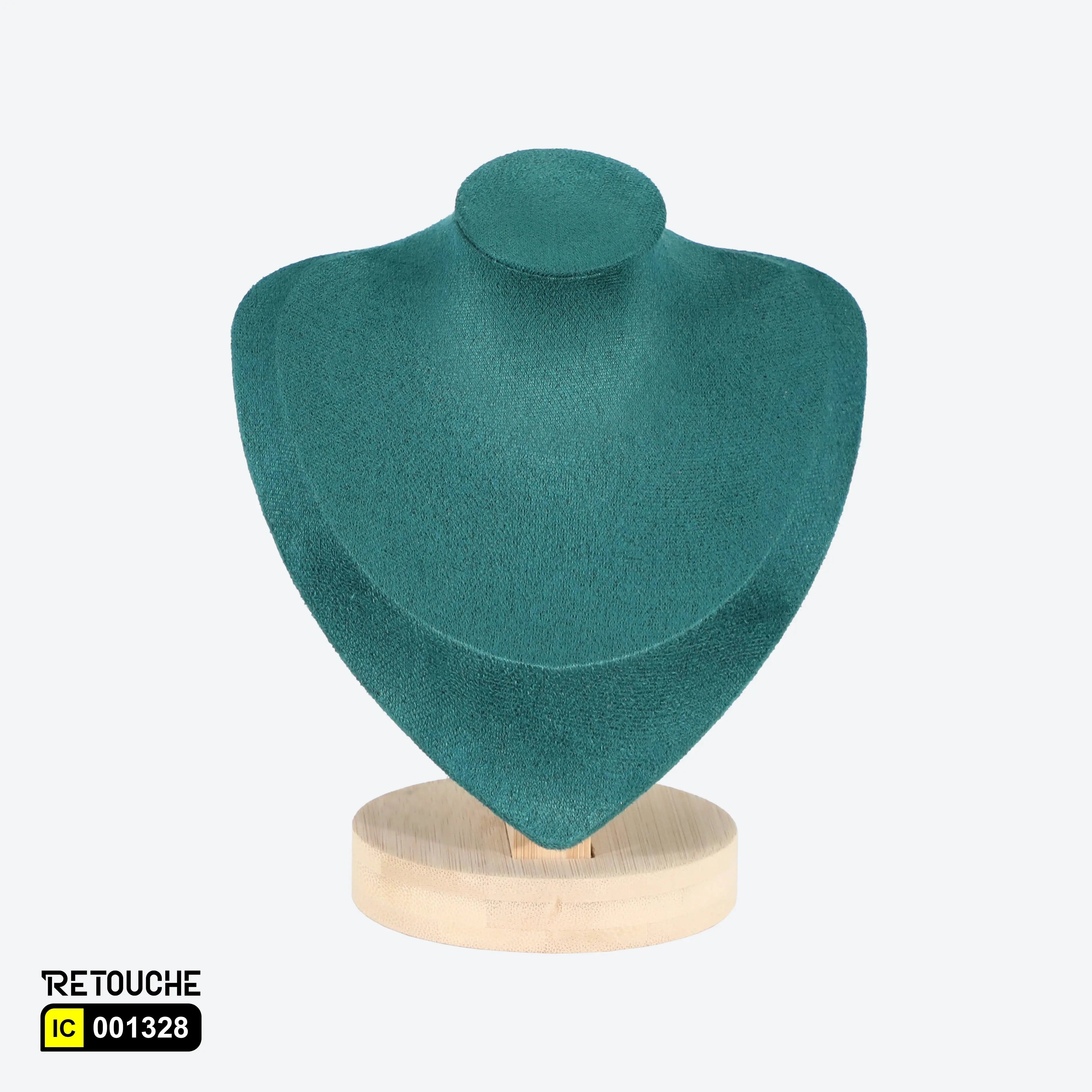 Jewelry Mannequin Bust Display for Necklace , Velvet Green Displays & Showcases