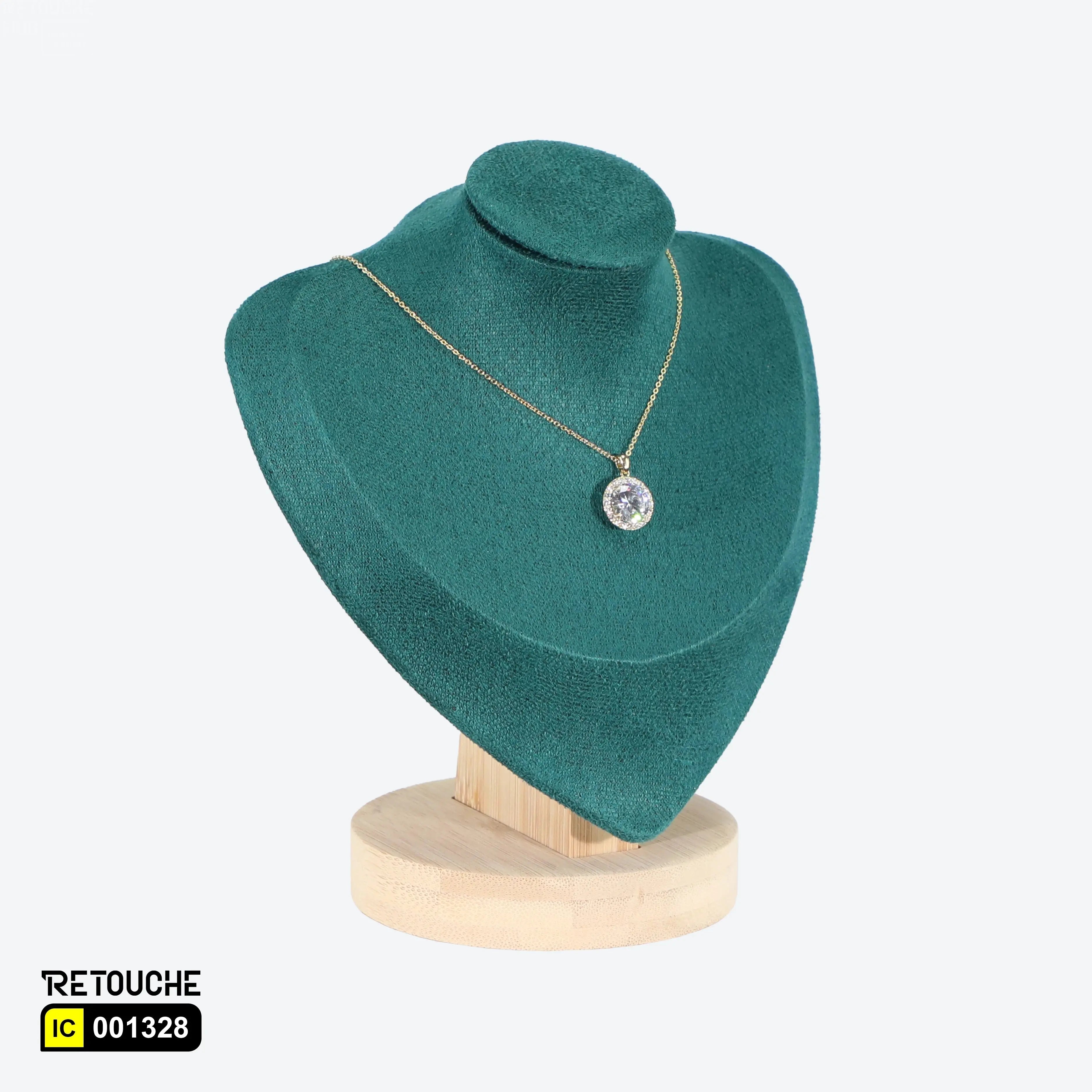 Jewelry Mannequin Bust Display for Necklace , Velvet Green Displays & Showcases
