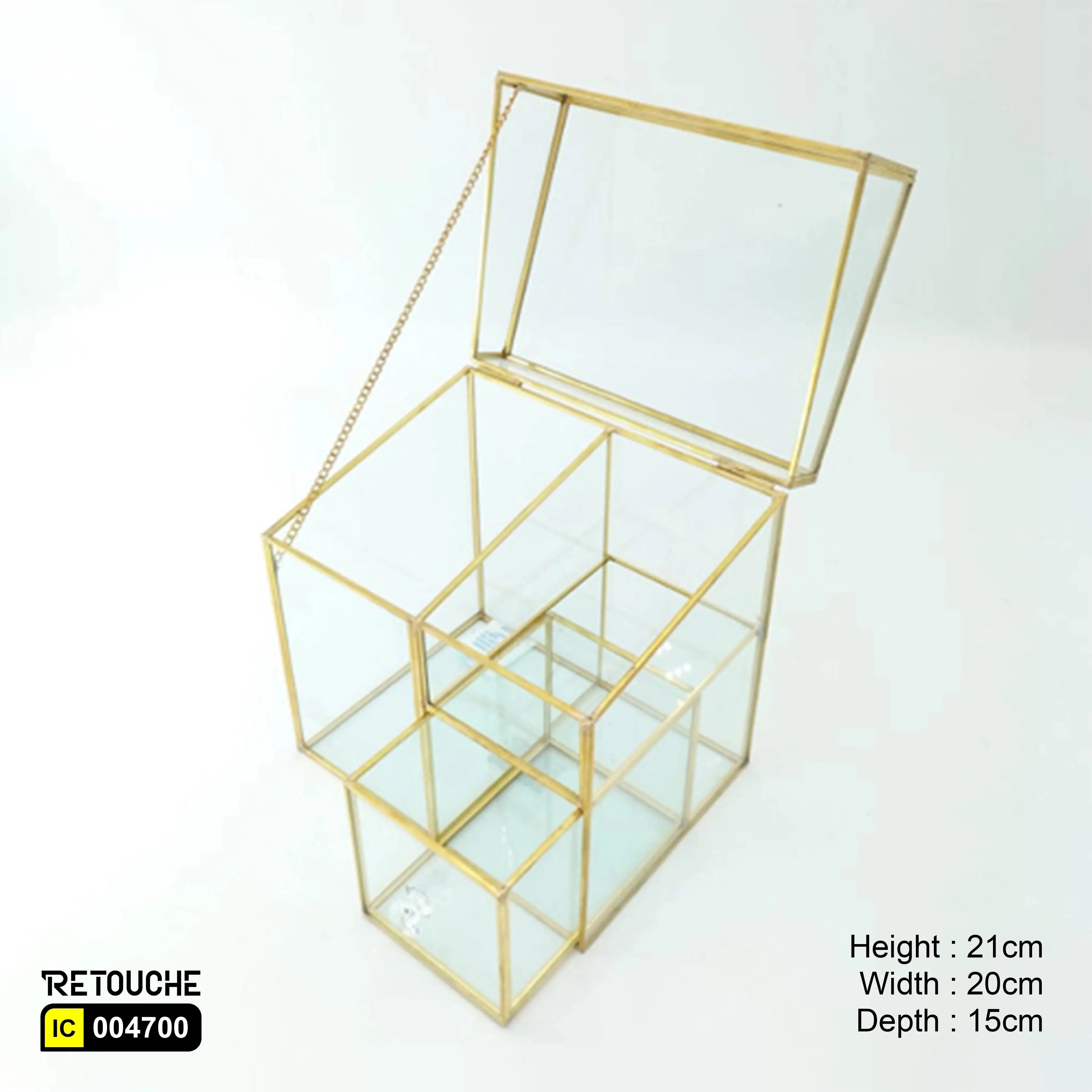 Jewlery Glass Box with Gold Frame & Drawer Displays & Showcases