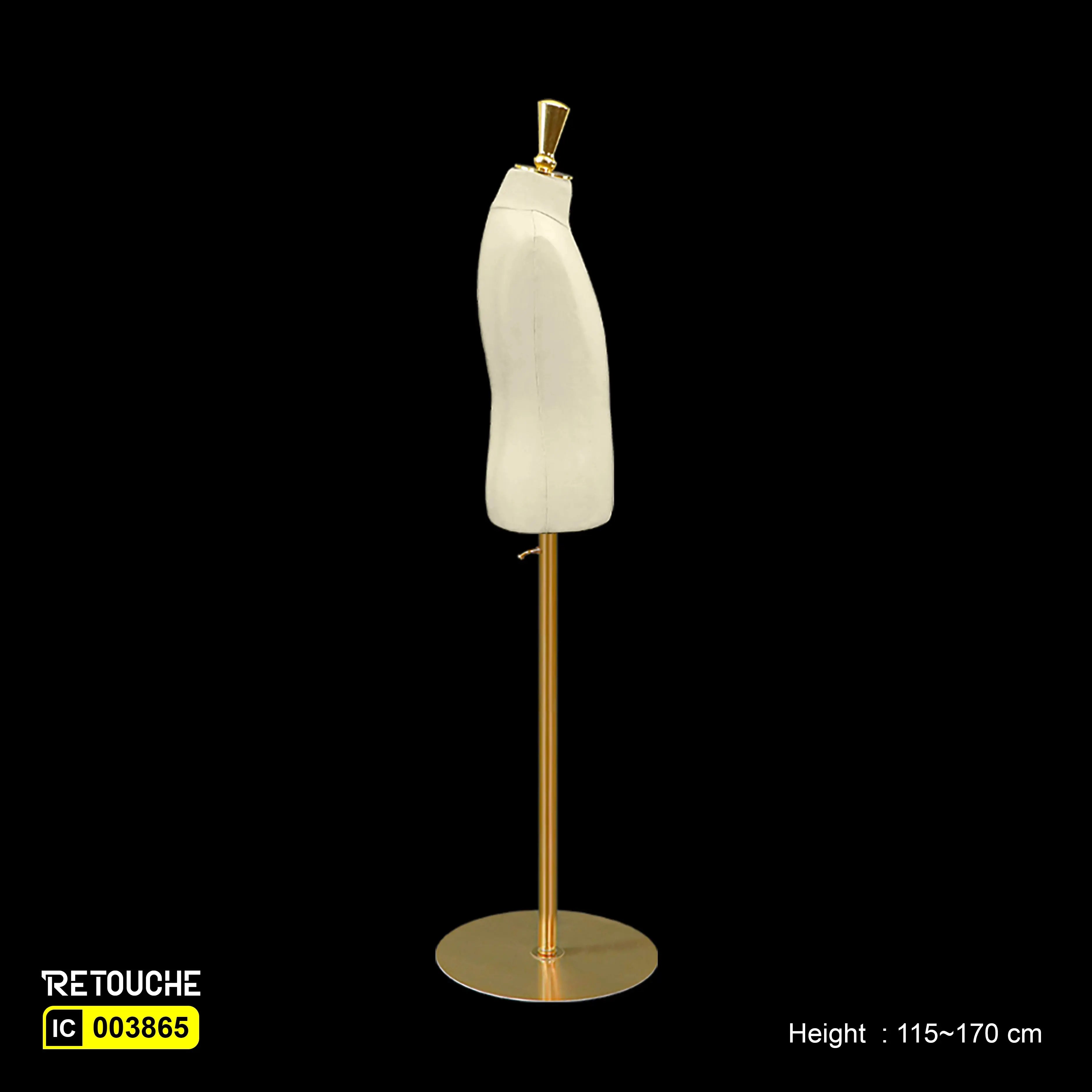 Kids - Children Mannequin, Adjustable Height, Torso on Gold Pole and Base Children Mannequin