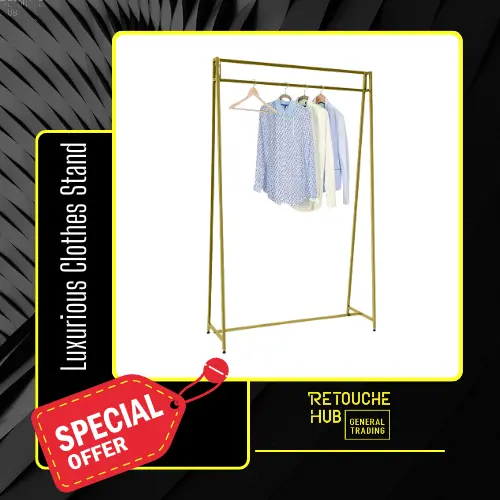 Luxurious Gold Metal Clothes Stand | Modern & Durable Retouche Hub General Trading L.L.C