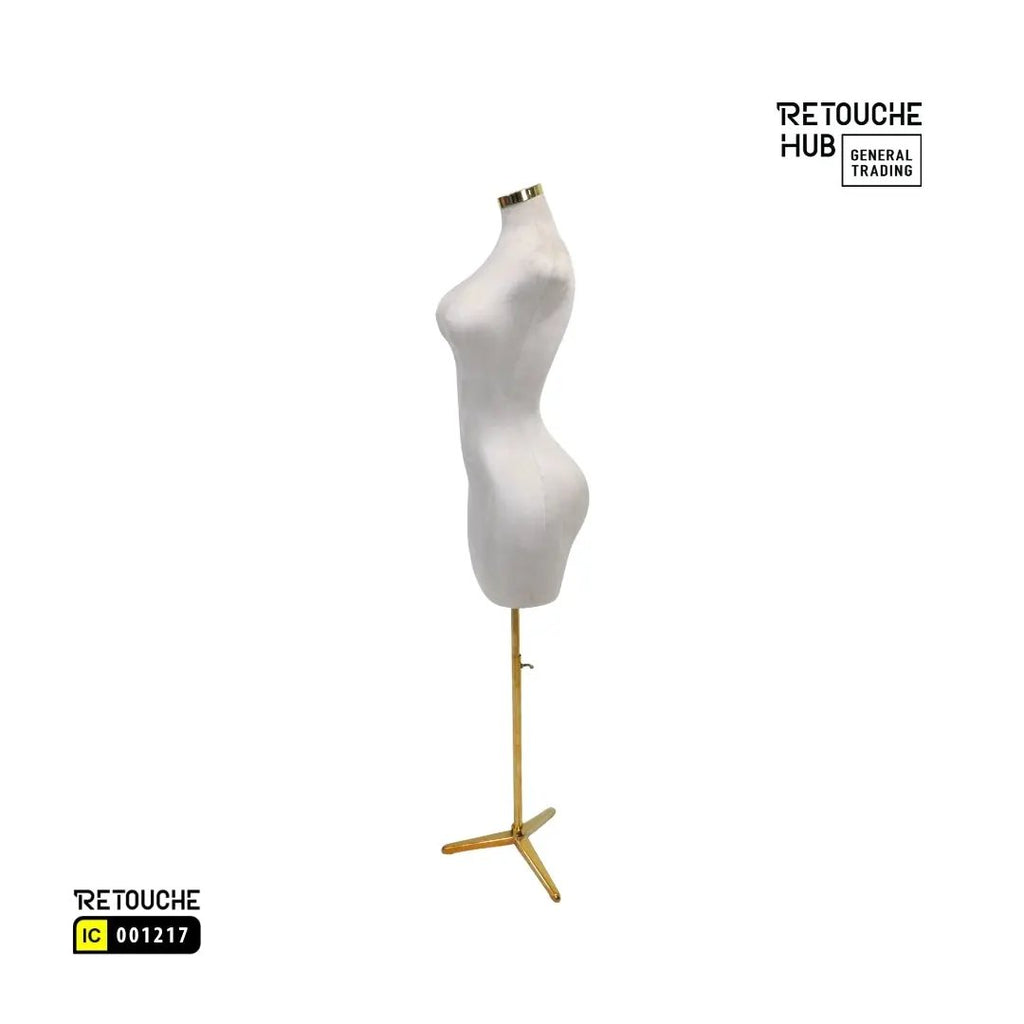Mannequin Torso Dress Form Manikin Body Velvet Cover Female Mannequin Stand, Plus Size Dress Form Manikin with Gold Base, Half Body Curvy Model Torso, Height Adjustable Retouche Hub General Trading L.L.C