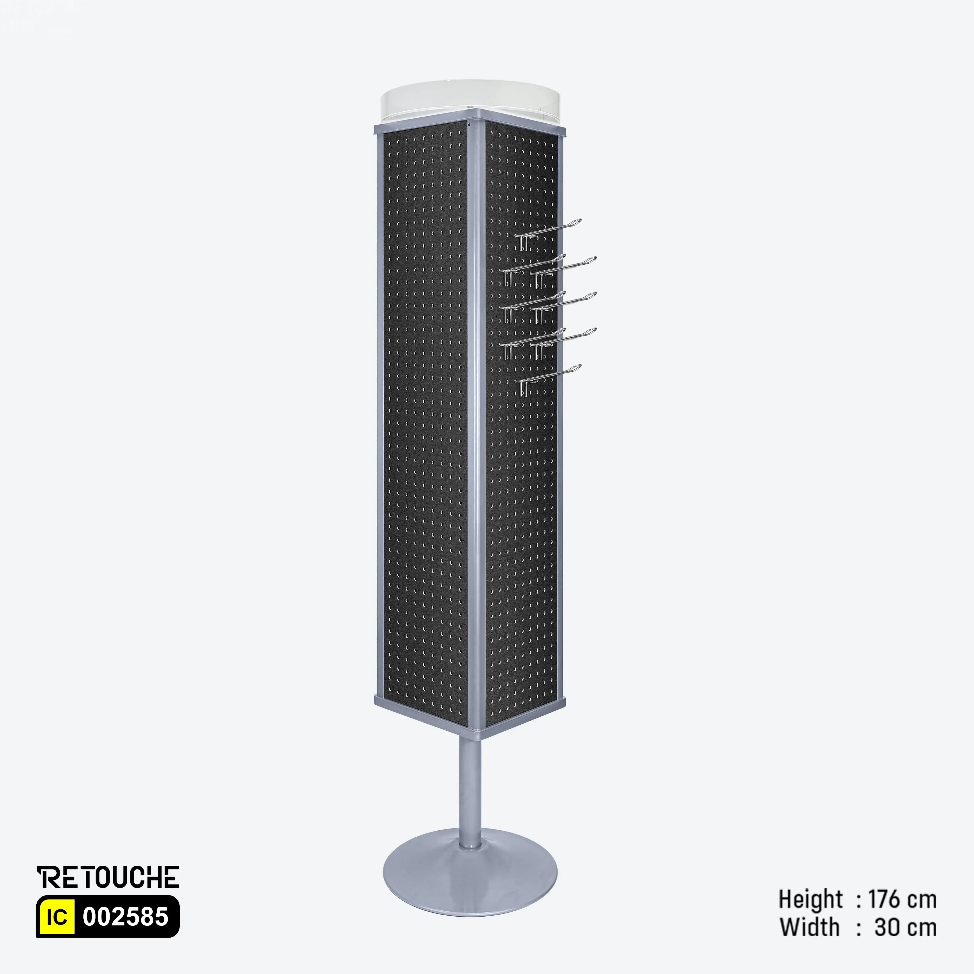 Pegboard Floor Standing Display Stand, 4-Sided, Rotatable, Metal Displays & Showcases
