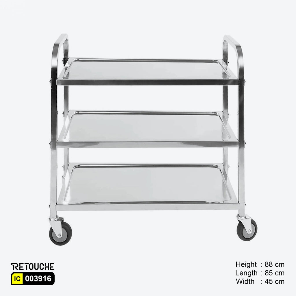 Serving Trolley, 3-tier, Stainless Steel Shelving Systems
