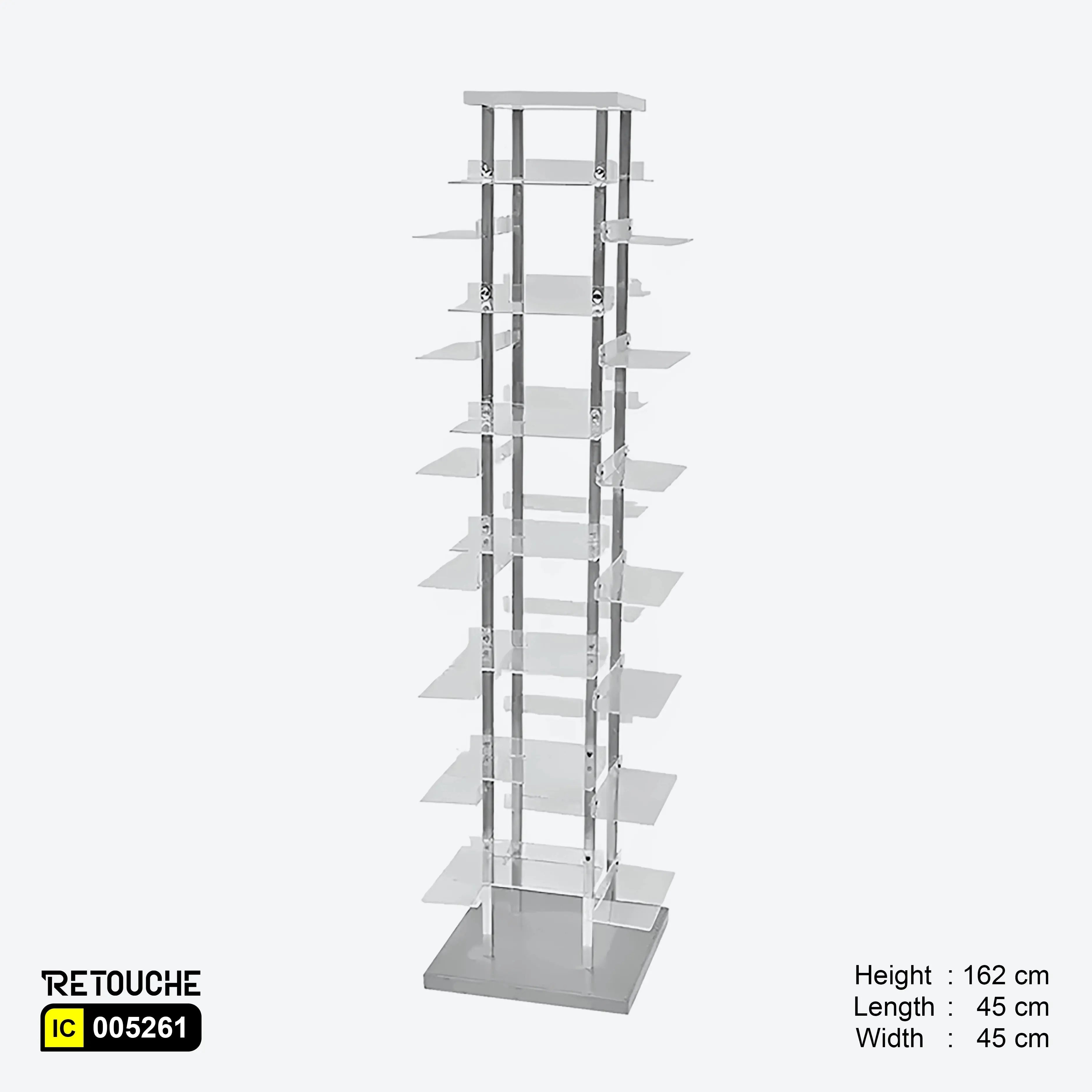 Shoes Display Rack Stand, Metal with 28 Acrylic Shelves Shelving Systems