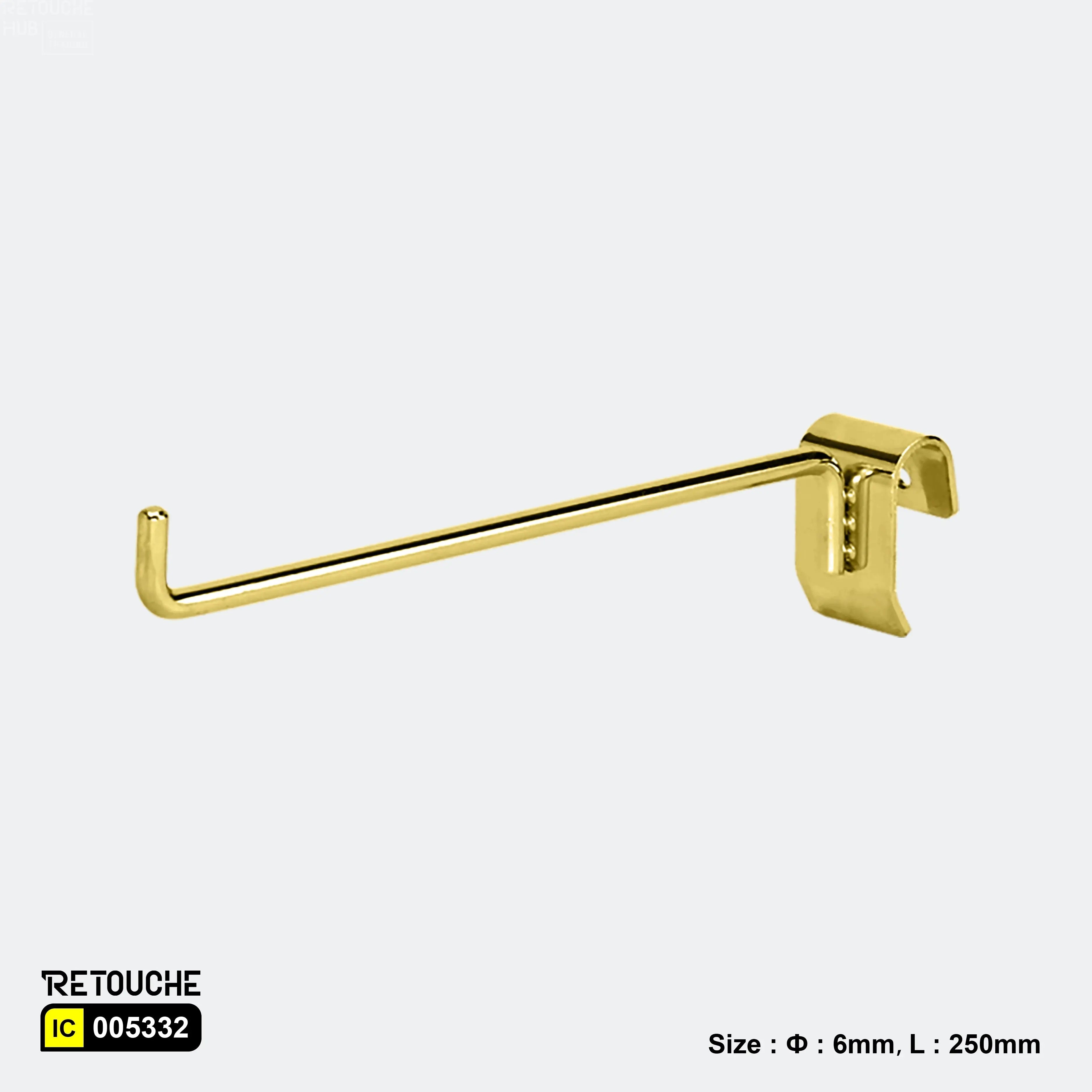 Single Prong Display Hook for Oval Crossbar, Metal ,Golden Oval Tube & Accessories