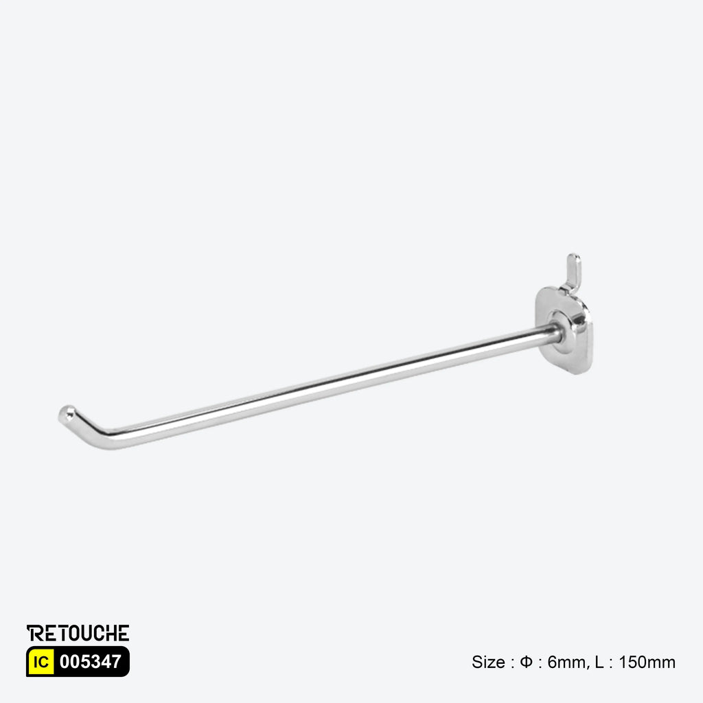 Single Prong Display Hook for Pegboard, Metal ,Chrome Peg Boards