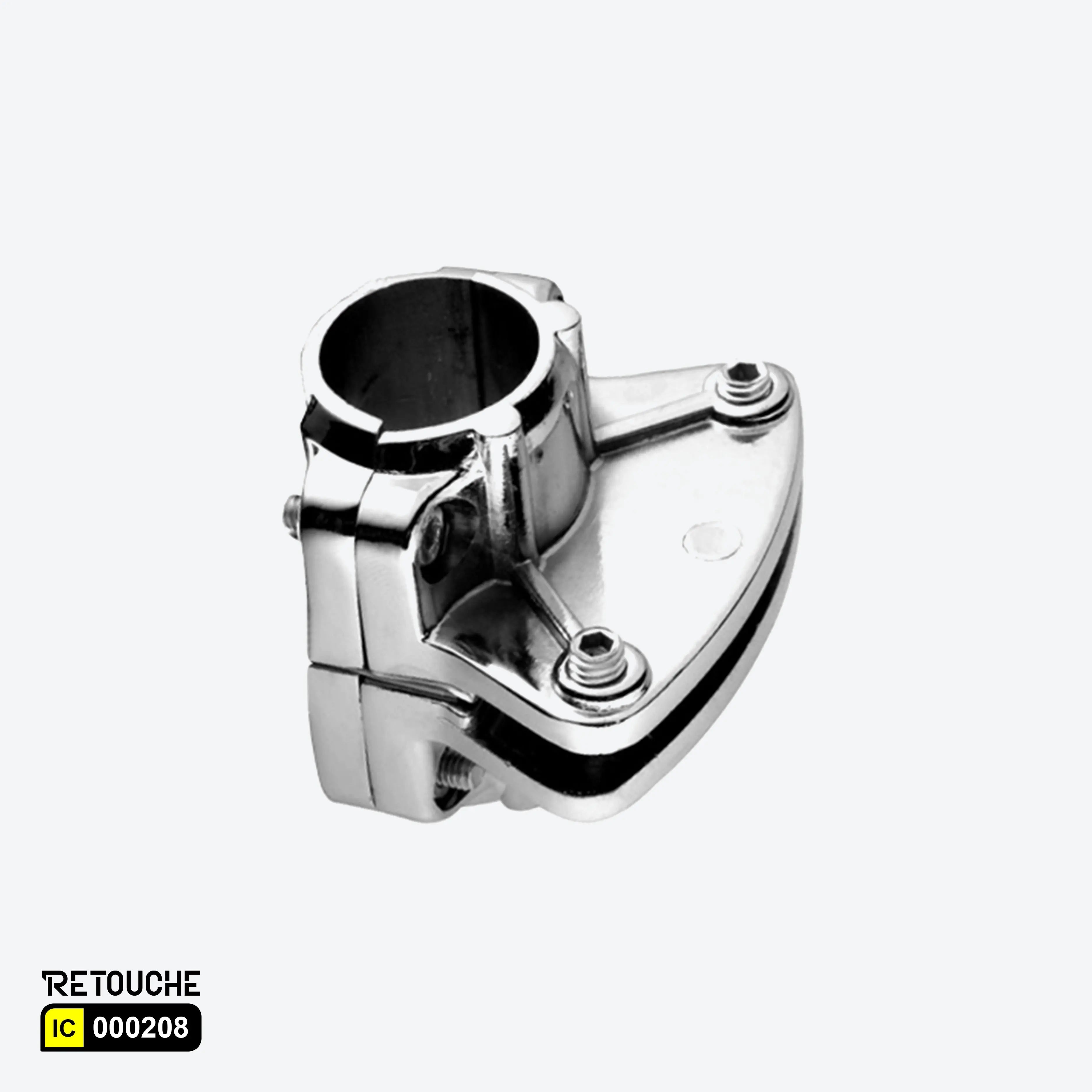 Single-Sided Connector to Fix Panels with Pipe Ø : 25mm, Metal, Chrome Finish Round Tube & Accessories