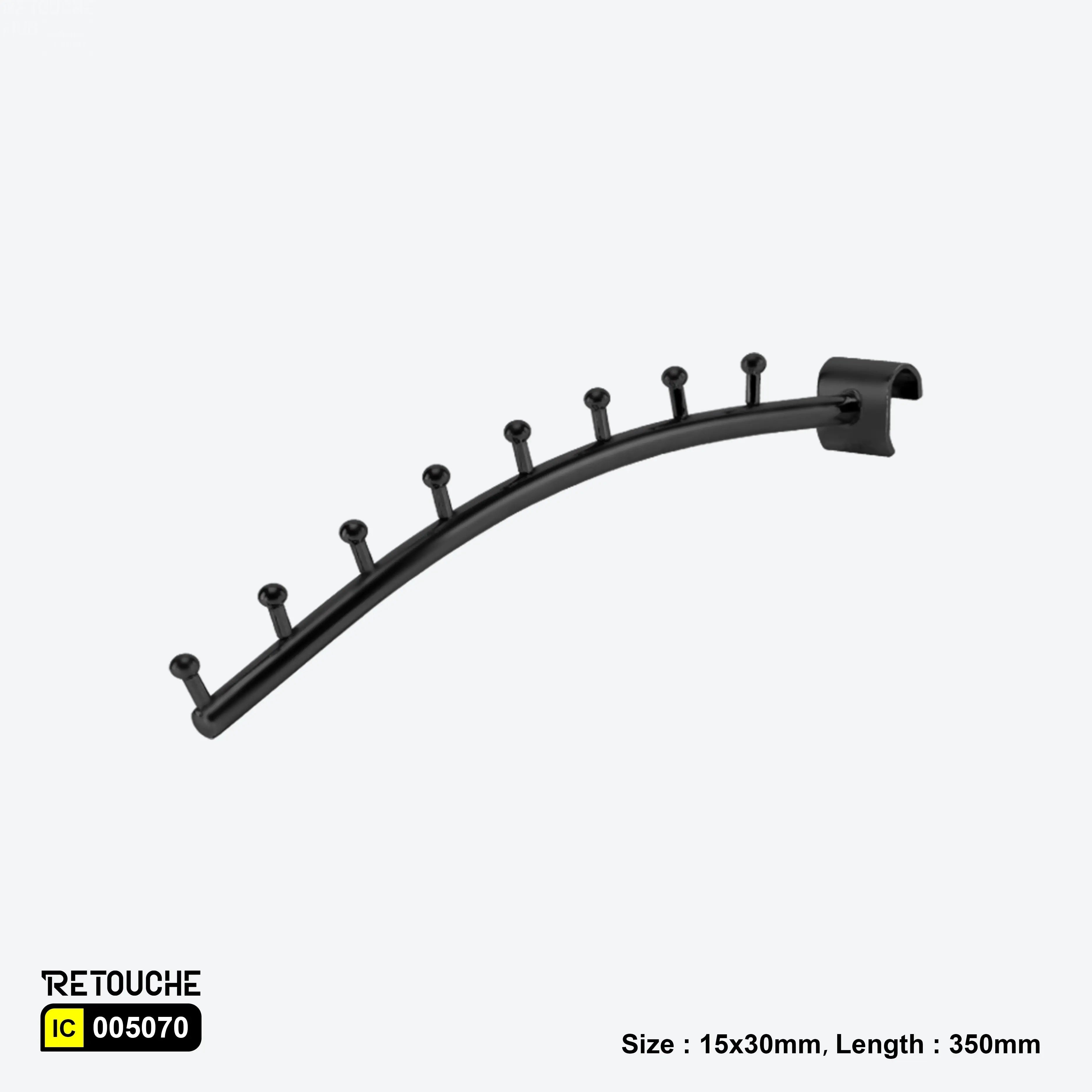 Sloped Display Hook for Oval Crossbar, with Beads, Metal Oval Tube & Accessories