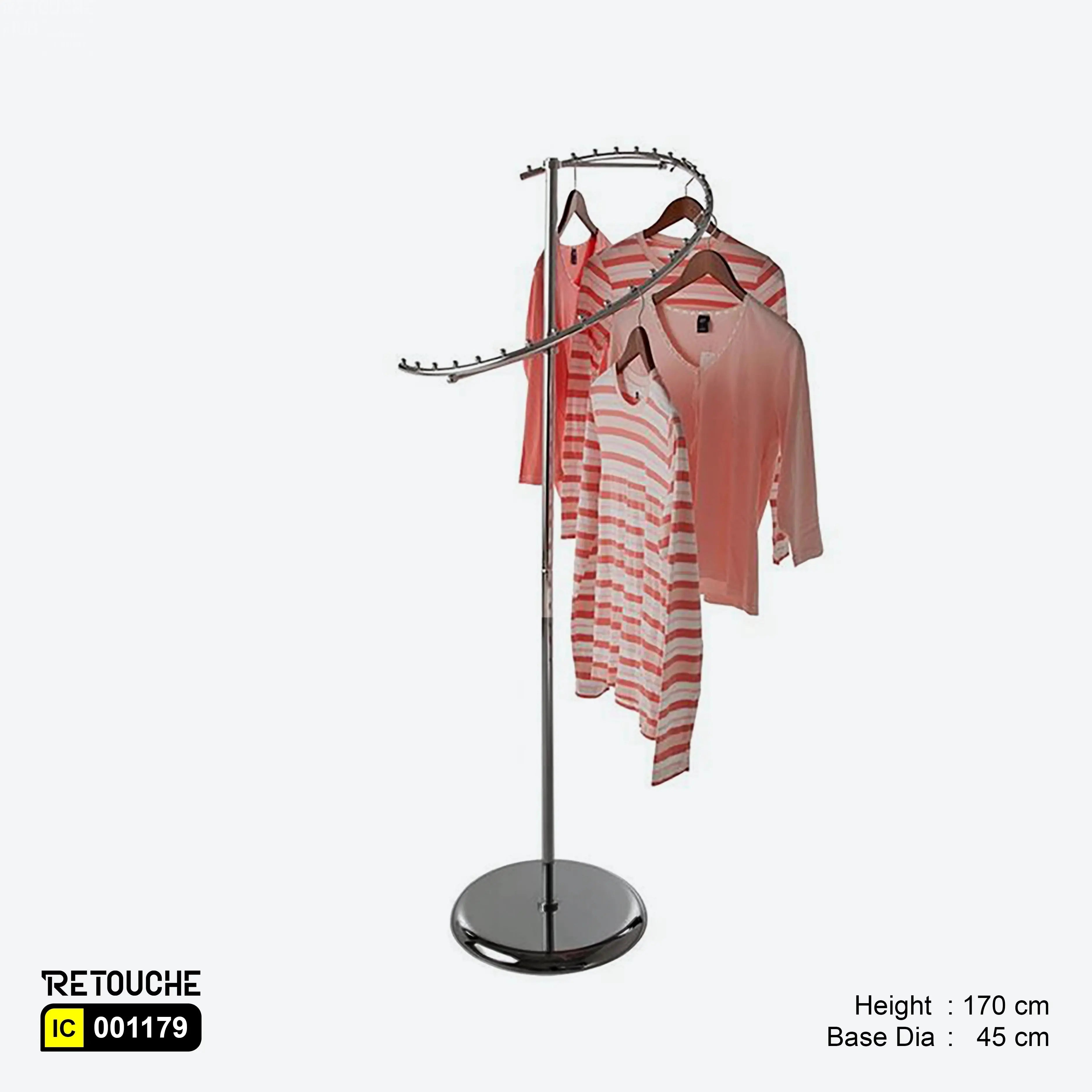 Spiral Clothes Rack Stand, with 29 balls stops, Chrome Finish Clothes Stands