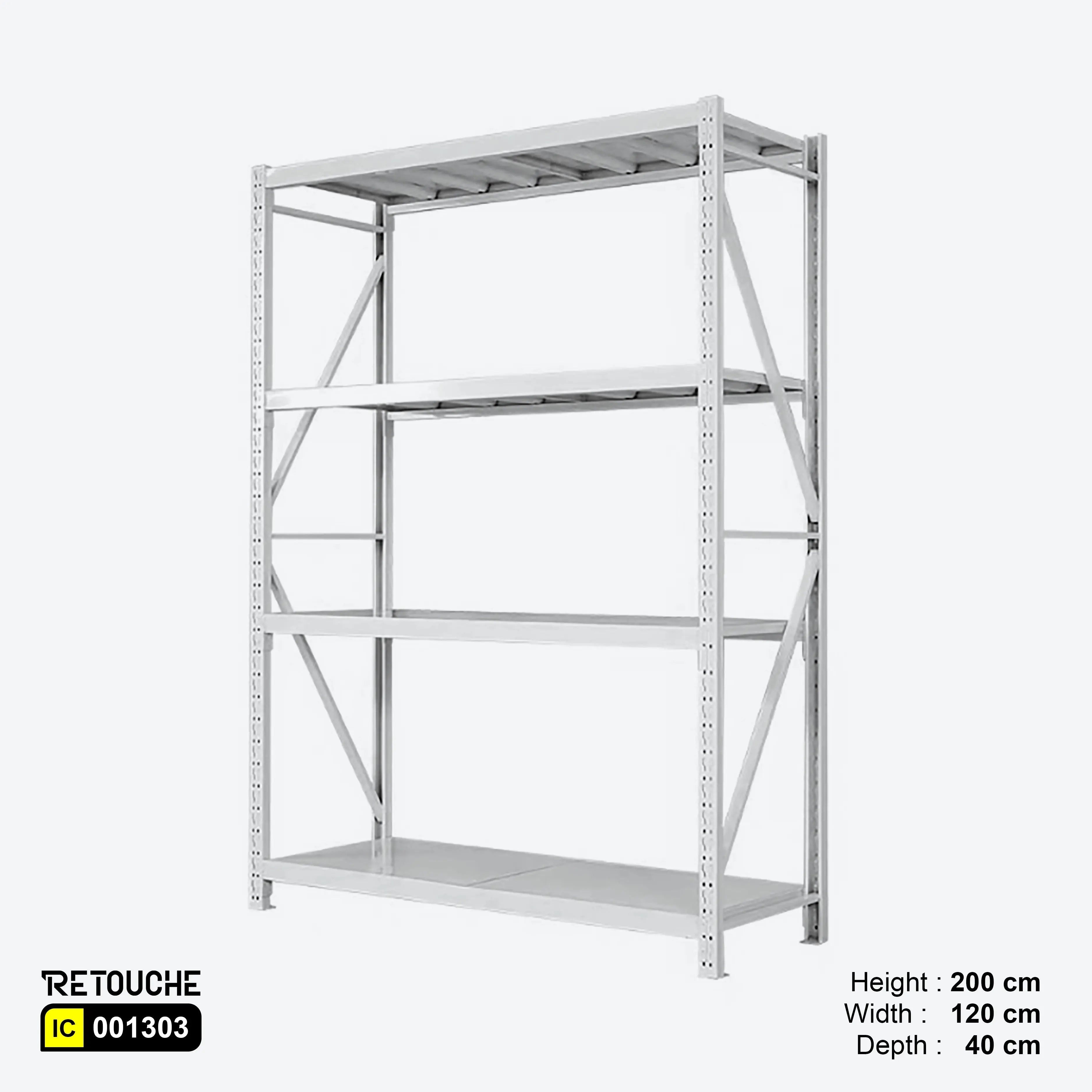 Storage Shelving Rack, 4 Adjustable Tiers, Metal, White Color, Light-Duty Shelving Systems