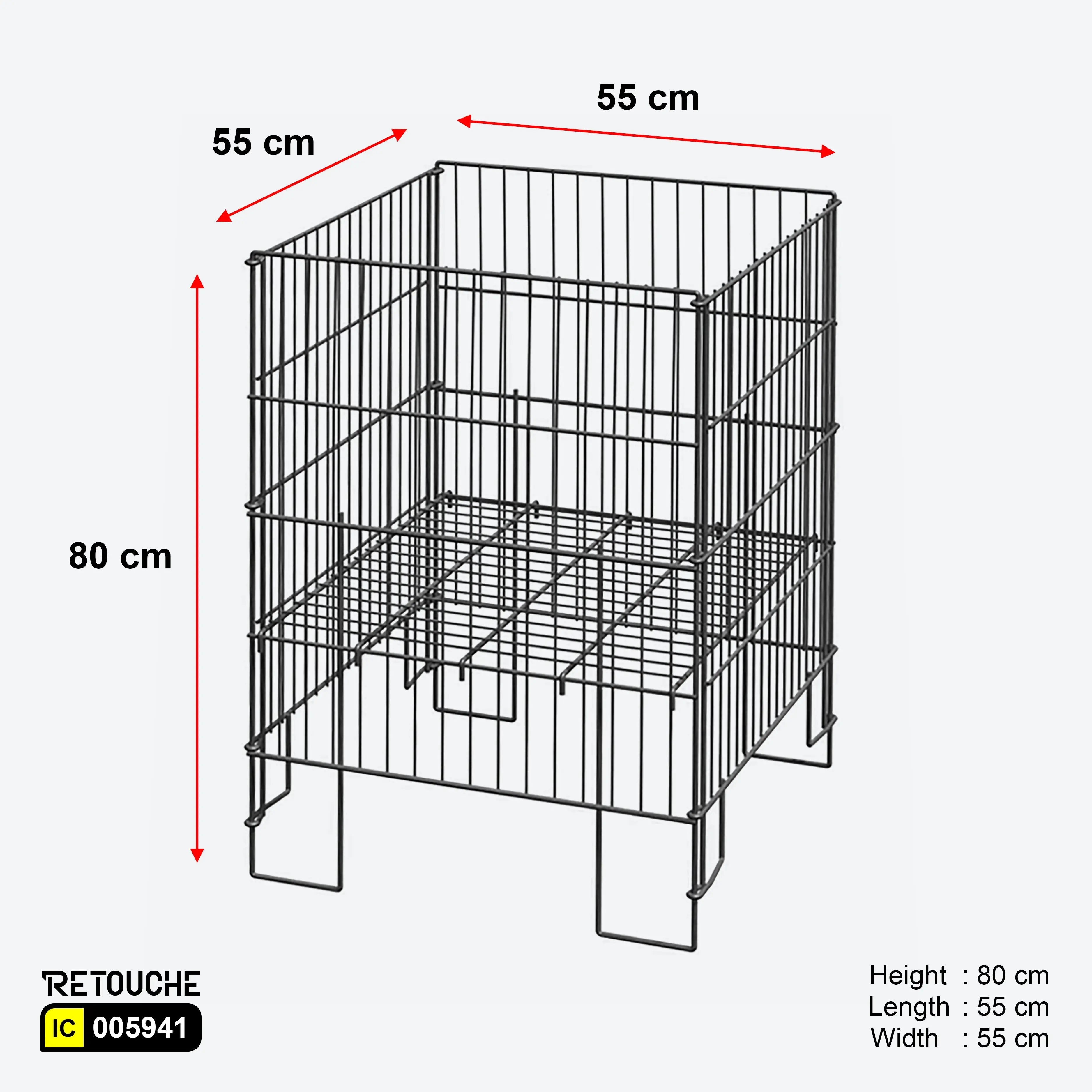 Storage Wire Bin, Foldable, Metal, Silver Color ( Zinc ) Supermarket Equipment