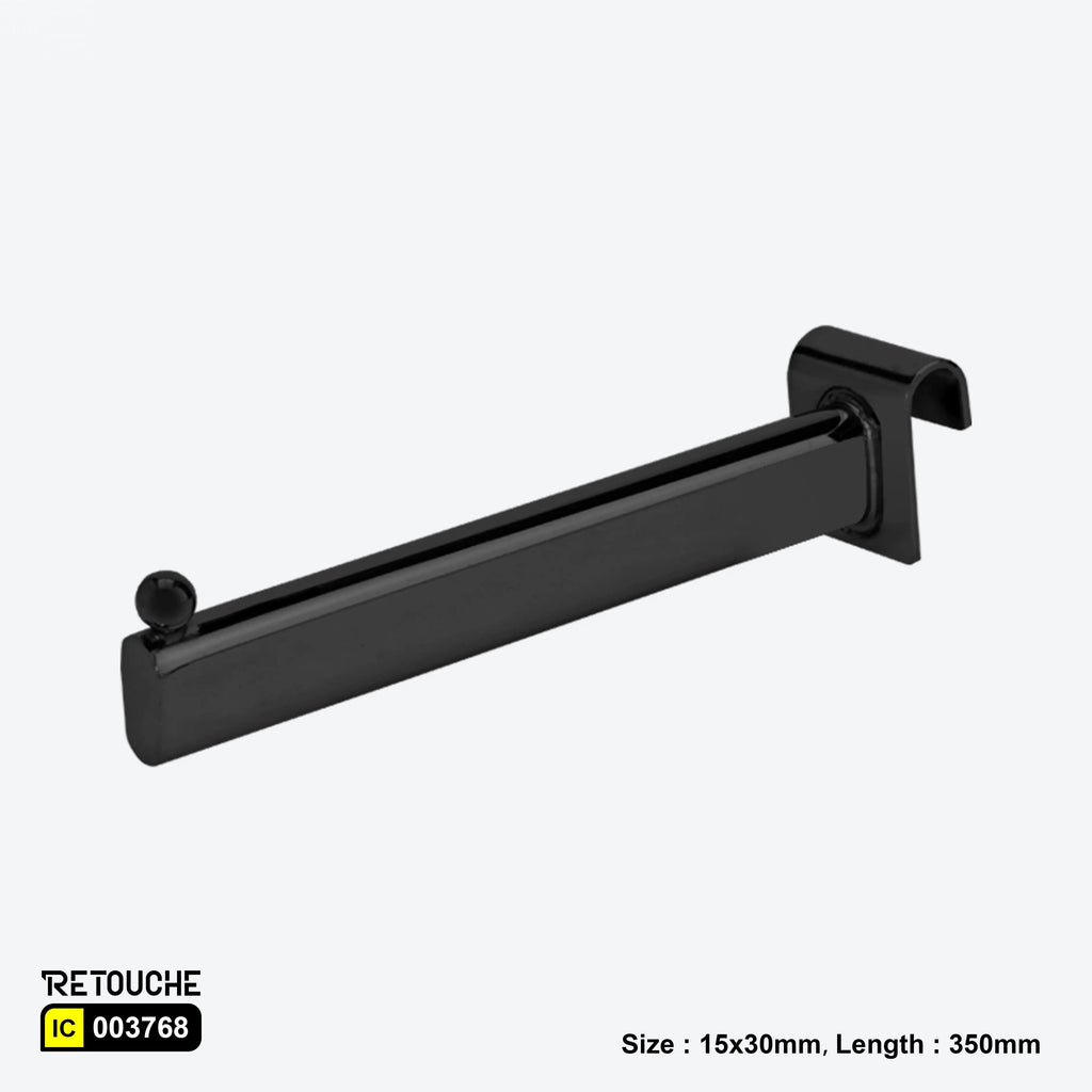 Straight Display Hook for Oval Crossbar, with Bead, Metal ,Black Oval Tube & Accessories