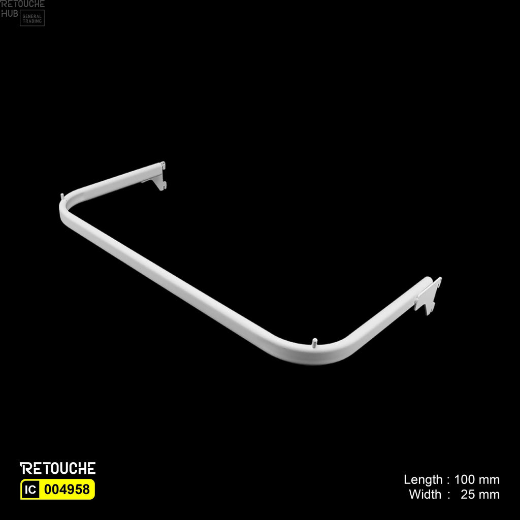 U-Shaped Oval Tube Bar for Upright System, with 2 Pins, Metal, White Variant Systems