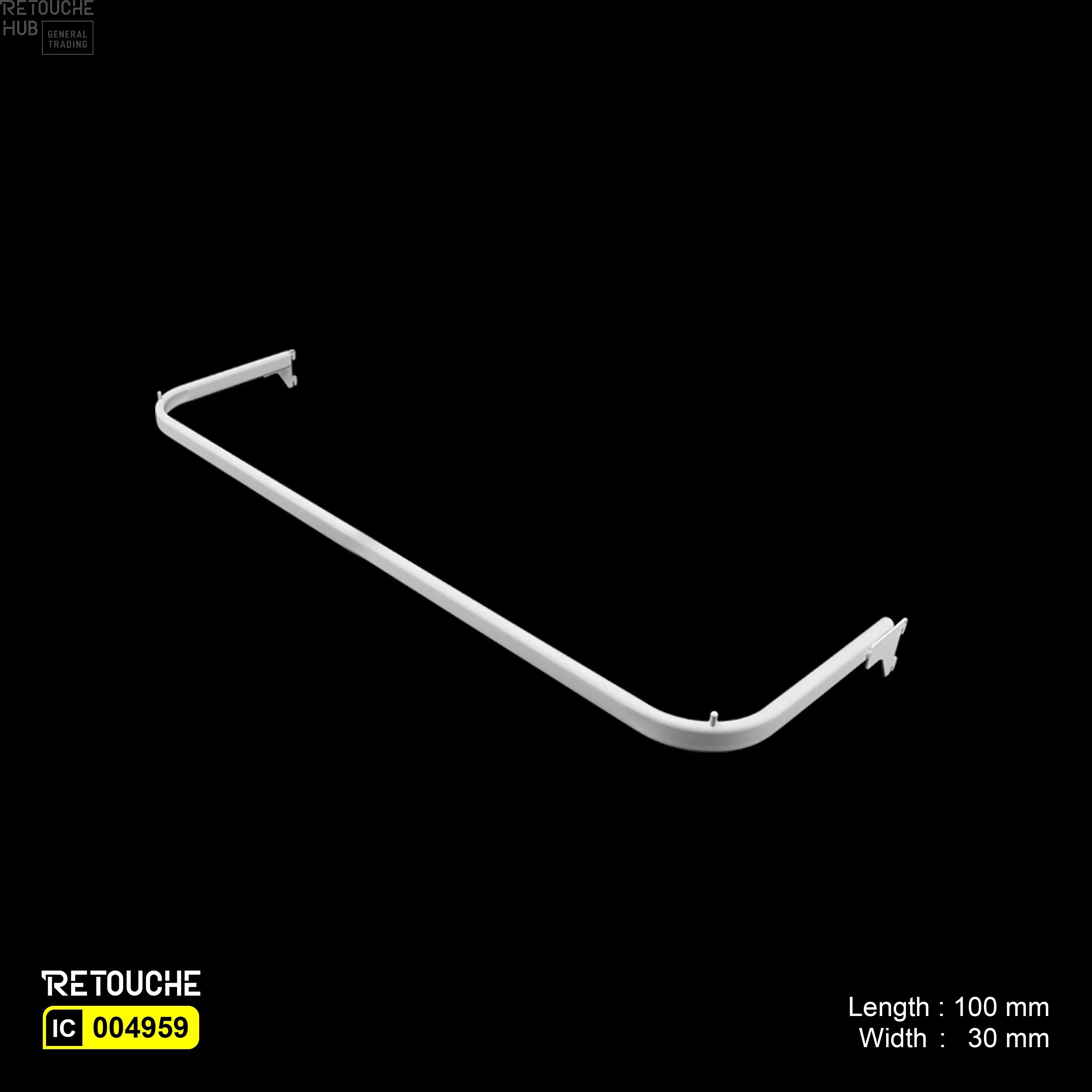 U-Shaped Oval Tube Bar for Upright System, with 2 Pins, Metal, White Variant Systems