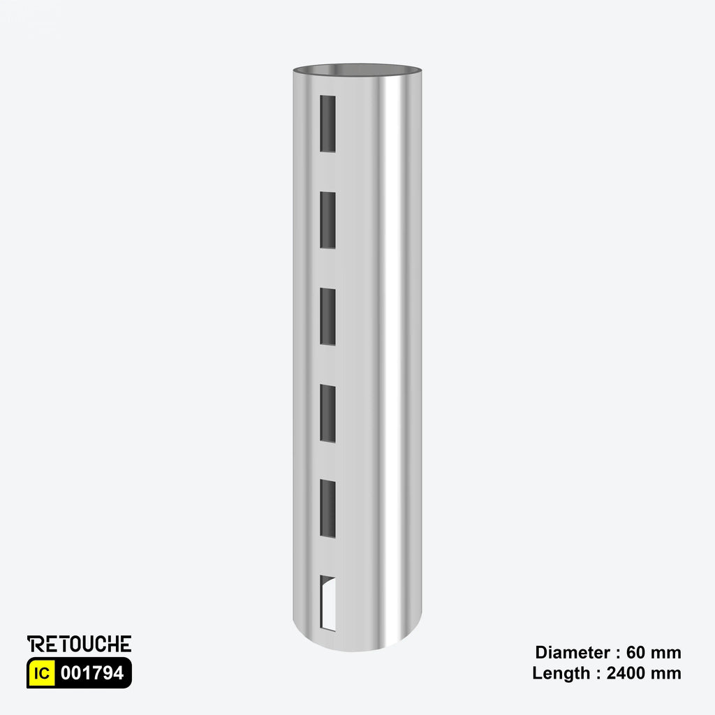 Upright Single Slotted Round Tube, Metal, Chrome Variant Systems