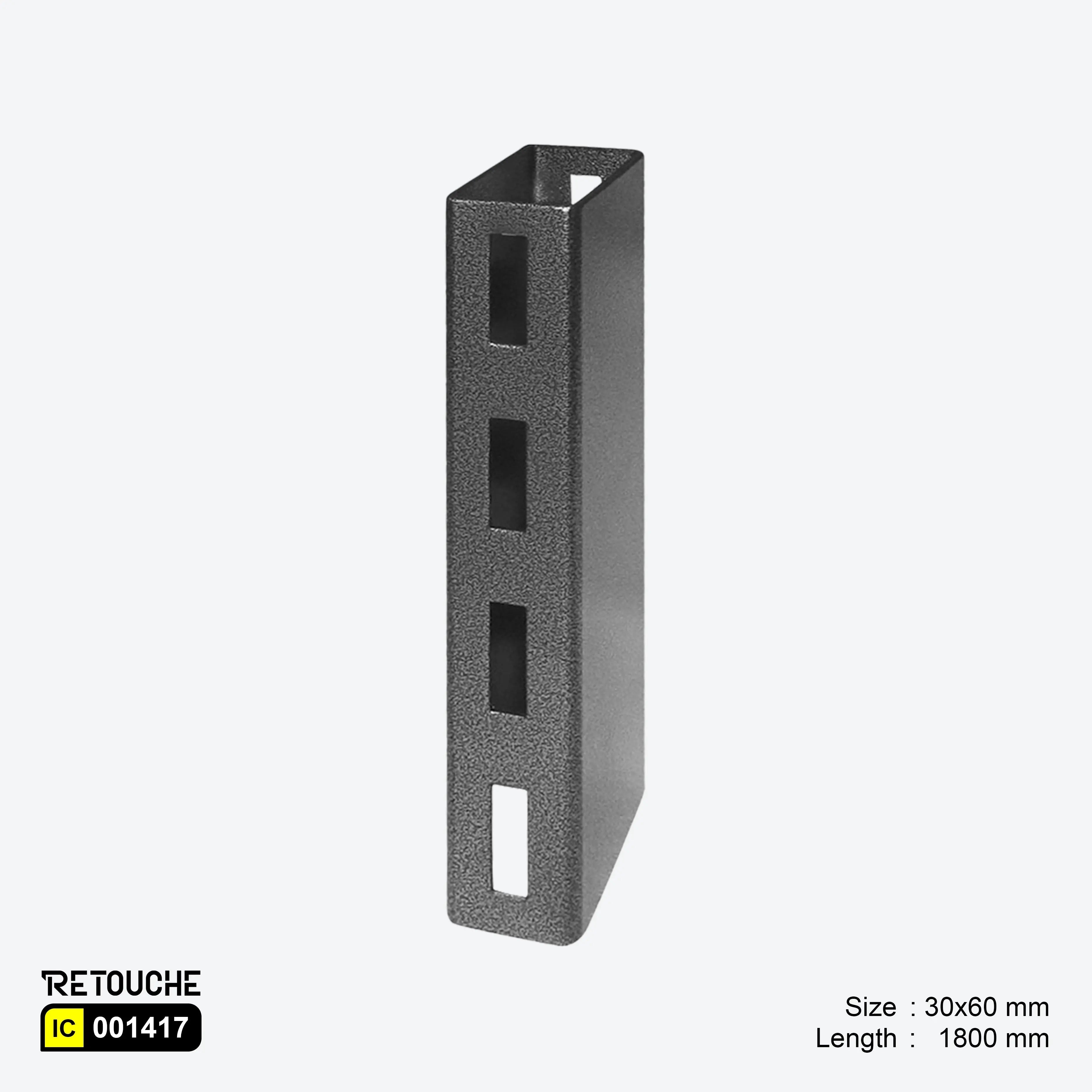 Upright ( Double-Sided ) Single Slotted Rectangular Tube, Hammer Grey Variant Systems