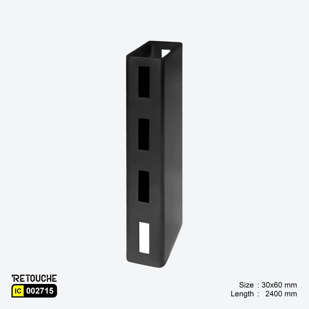 Upright ( Double-Sided ) Single Slotted Rectangular Tube, Matte Black, Metal Variant Systems