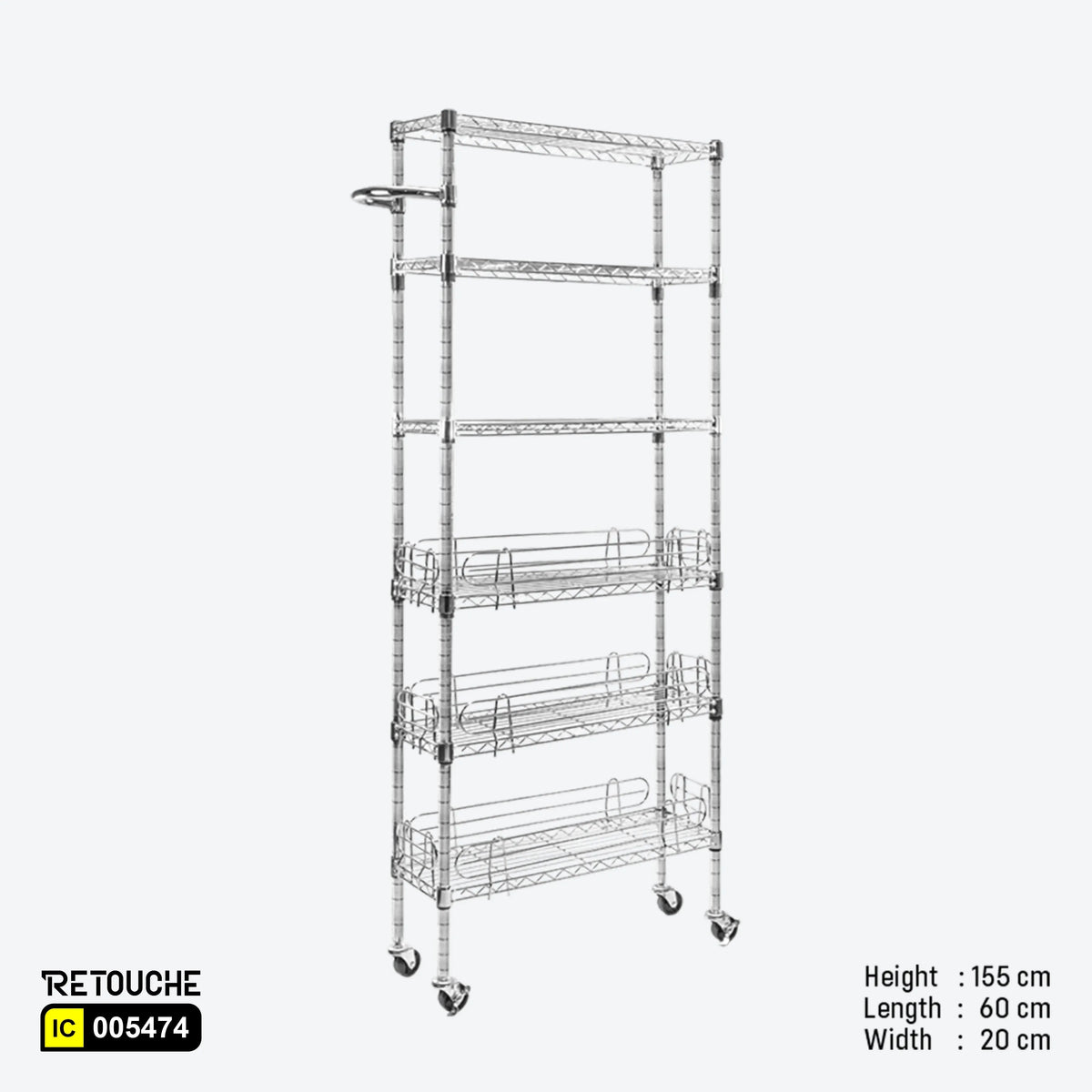 Wire Shelf Rack System Wire Shelving Rack, 6-Tier, with Wheels, Carbon Steel, Chrome Finish ...